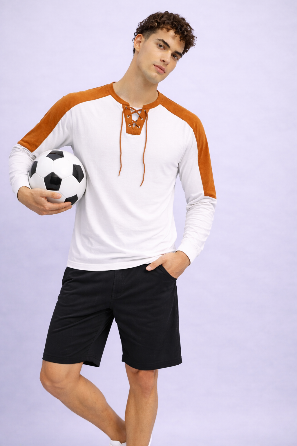 Suede Touch Henley Tee – Cotton Blend