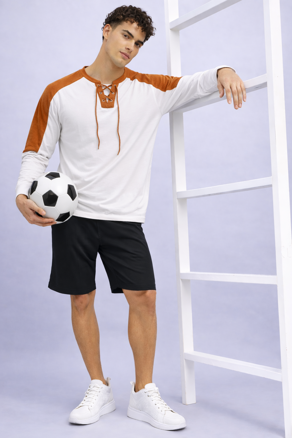 Suede Touch Henley Tee – Cotton Blend
