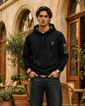 Black Camouflage Cotton hooded t-shirt